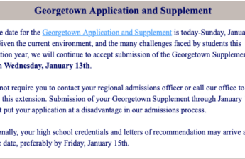 Georgetown Application and Supplement deadline extended